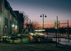 In Motion BTS early morning shot of the boats hanging up by the river